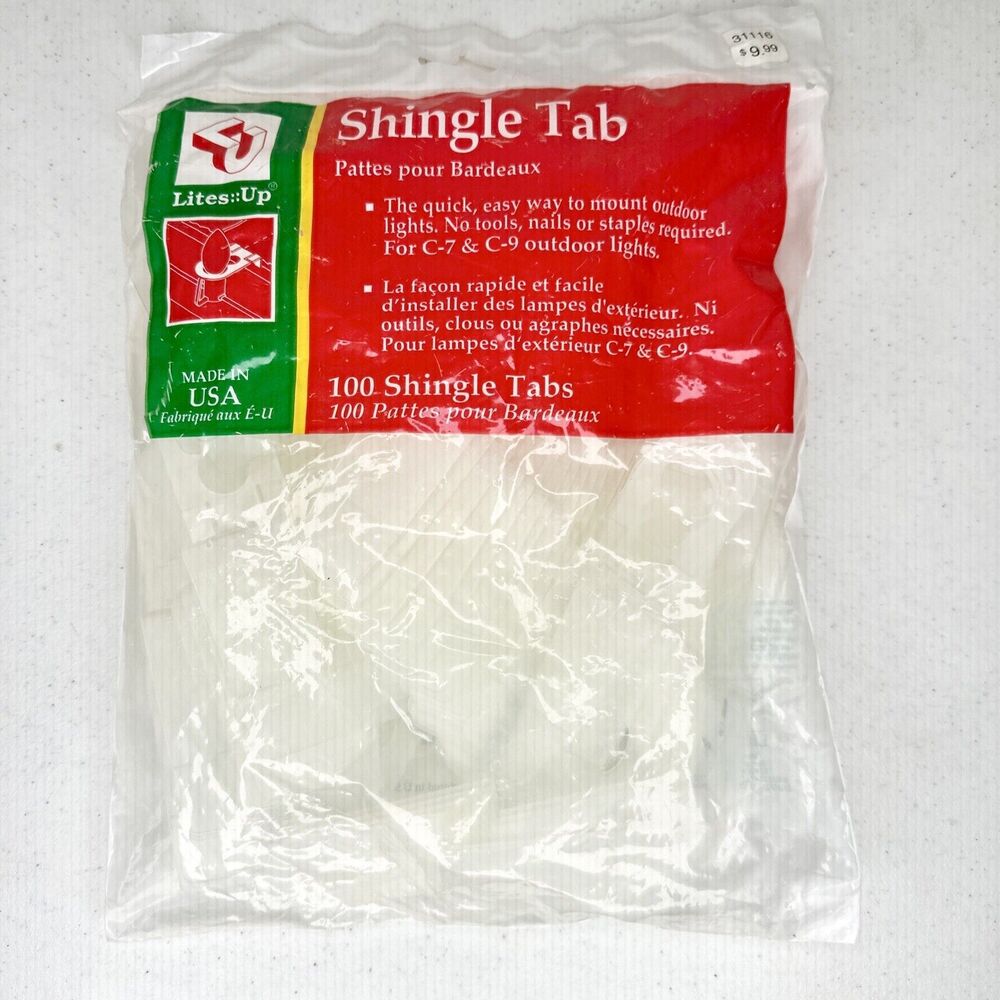 NEW‎ In Bag 100 Lites Up Shingle Tabs Outdoor Christmas Lights Holder C7 & C9